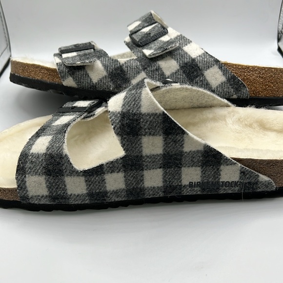 NWOT Arizona Plaid Genuine Shearling Slide Sandal Men Size 13-13.5US/46EU - Picture 5 of 6